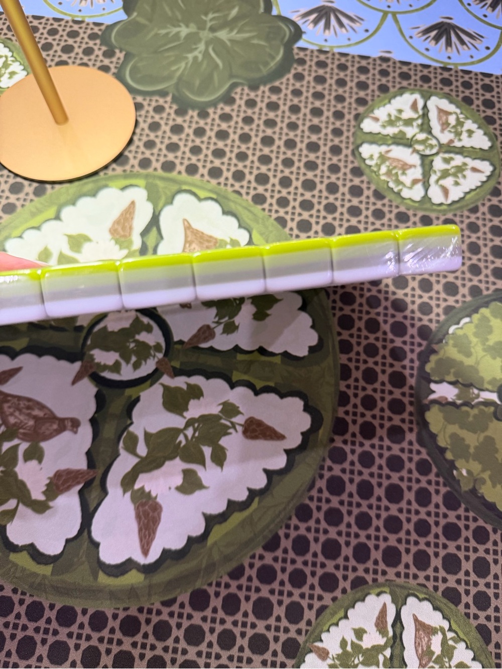 Green Mahjong Tiles Set - Pink & Blue Accents - Picture 3 of 16